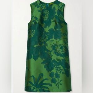 Carolina Herrera Green Floral Jacquard Sleeveless Dress